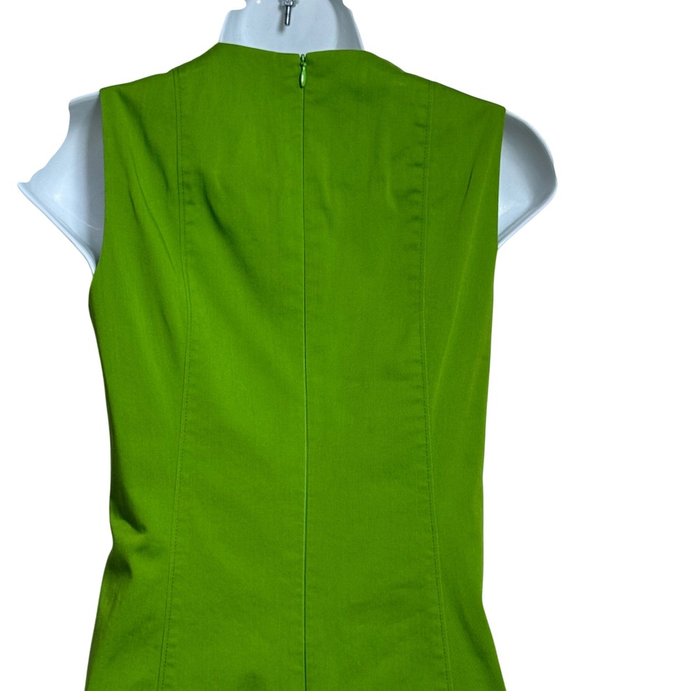 AKRIS Punto Black Lime Green Colorblock Sheath Dress Zip Front Size US 2 - Picture 3 of 9